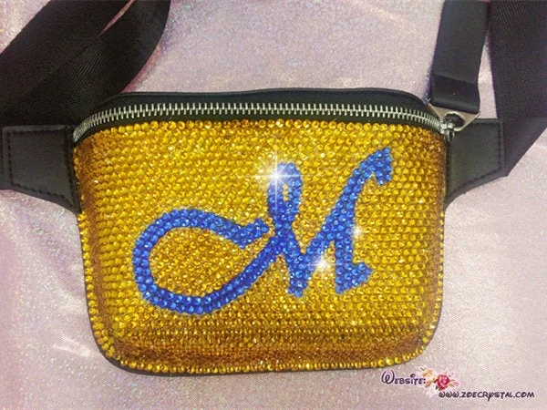 Bling BELT BAG with Bedazzled Crystal Rhinestone for Fashion and Chill : Fanny Pack, Hip Bag, Travel Pouch, Hands Free Bag, Boho, Waist Bag