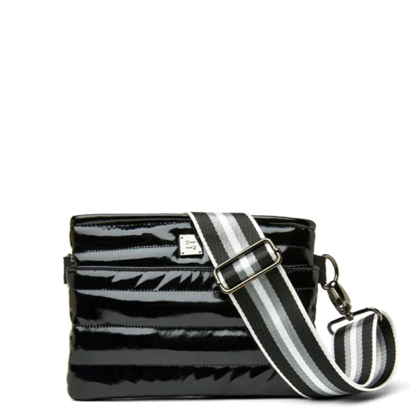 Black Patent w stripe strap