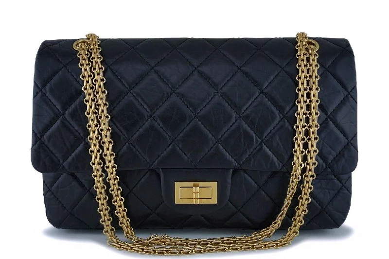 Chanel Black 227 Reissue Classic 2.55 Large Double Flap Bag GHW