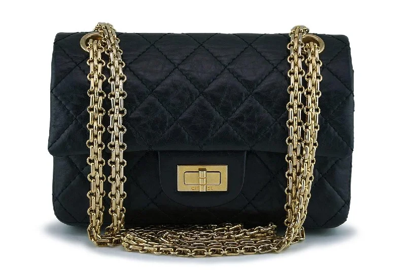 Chanel Black Aged Calf 224 Mini Classic Reissue 2.55 Flap Bag GHW