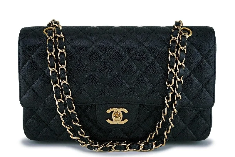 Chanel Black Caviar Classic Medium Double Flap Bag 24k GHW