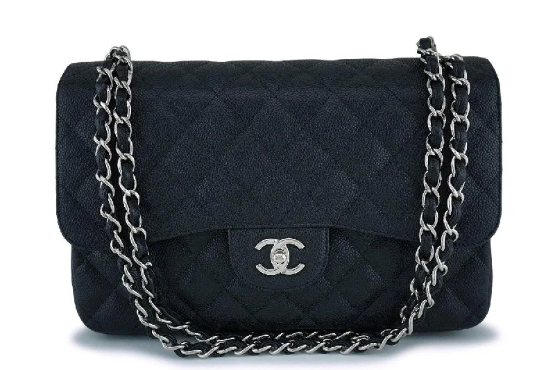 Chanel Black Caviar Jumbo Classic Double Flap Bag SHW