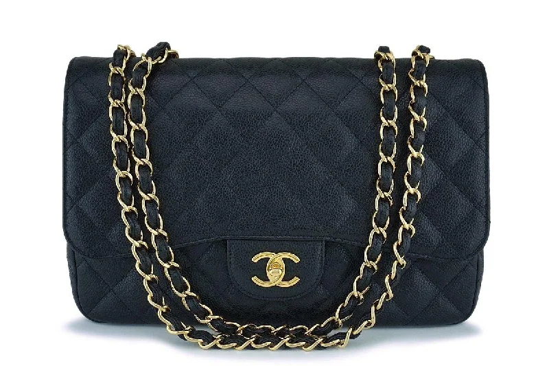 Chanel Black Caviar Jumbo Classic Flap Bag GHW