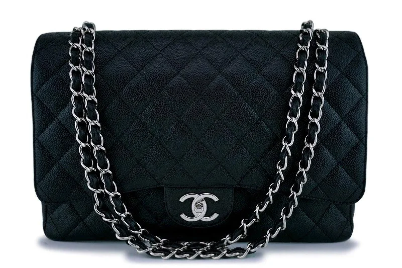 Chanel Black Caviar Maxi "Jumbo XL" Classic Double Flap Bag SHW