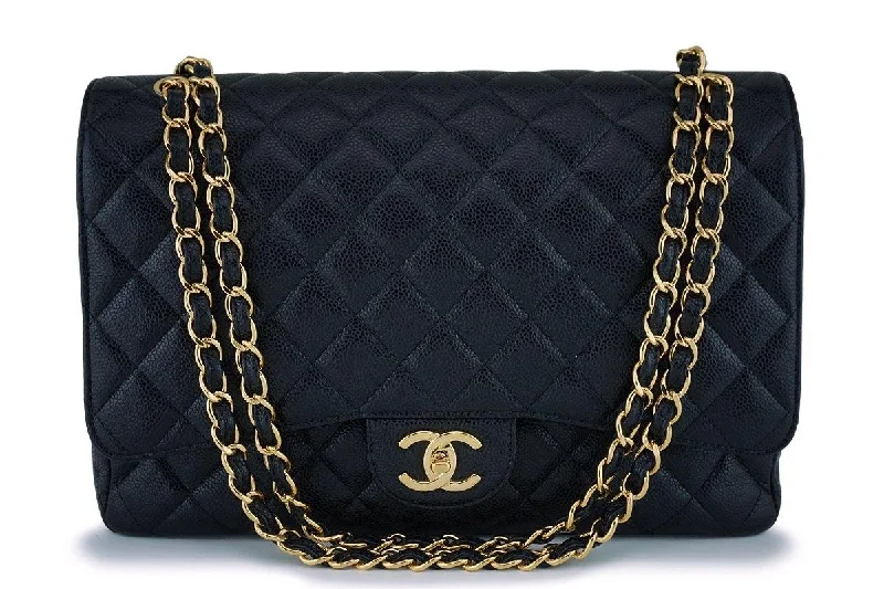 Chanel Black Caviar Maxi "Jumbo XL" Classic Double Flap Bag GHW