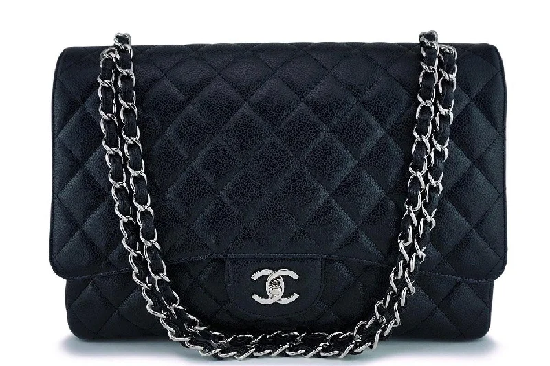 Chanel Black Caviar Maxi "Jumbo XL" Classic Flap Bag SHW