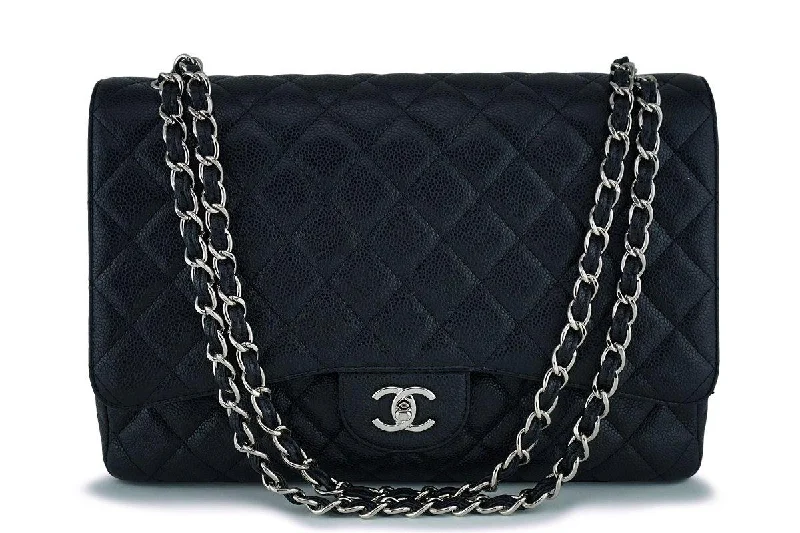 Chanel Black Caviar Maxi "Jumbo XL" Classic Flap Bag SHW