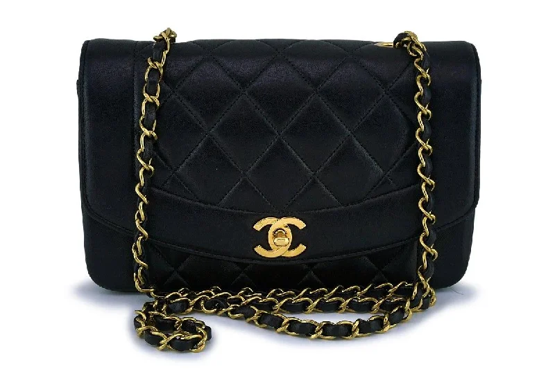 Chanel Black Lambskin Classic Small Diana Flap Bag 24k GHW