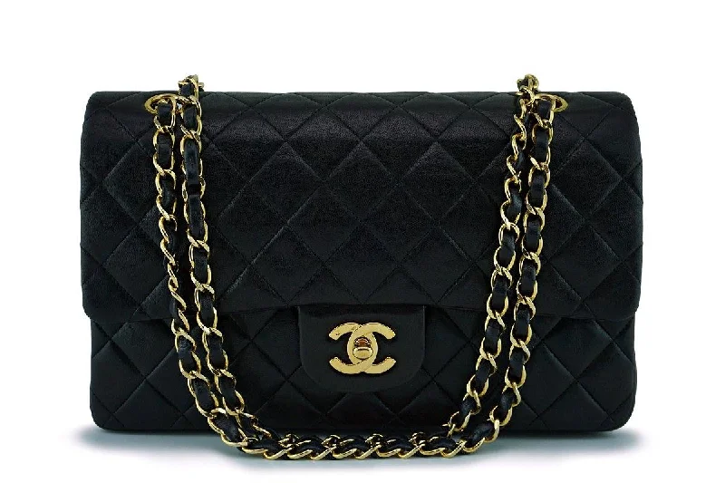 Chanel Black Lambskin Medium Classic Double Flap Bag 24k GHW