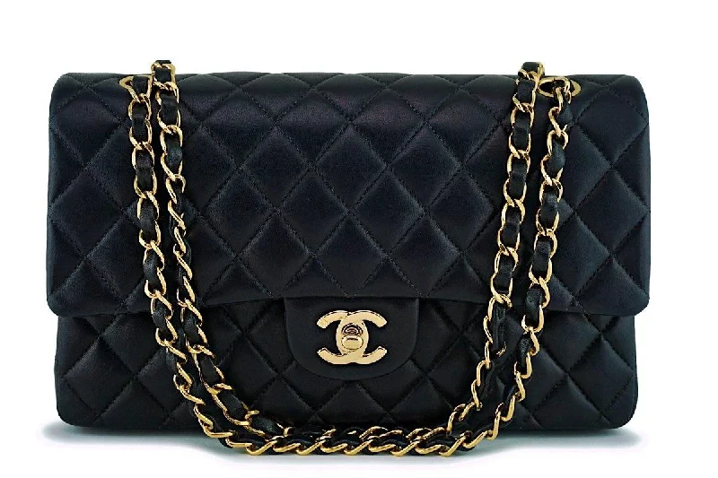 Chanel Black Lambskin Medium Classic Double Flap Bag 24K GHW