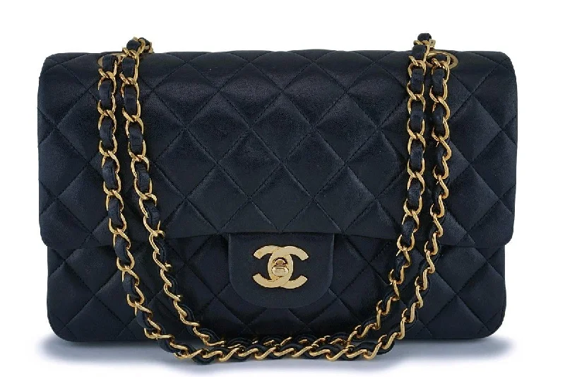 Chanel Black Lambskin Medium Classic Double Flap Bag 24k GHW