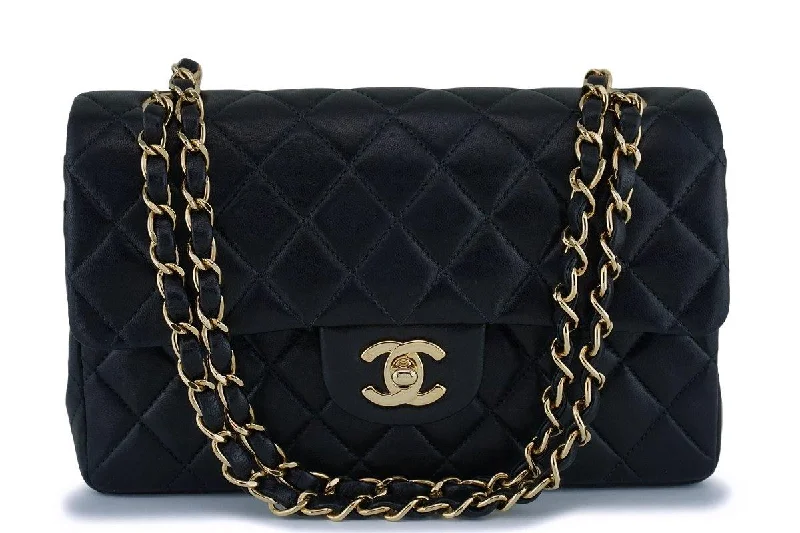 Chanel Black Lambskin Small Classic Double Flap Bag 24k GHW