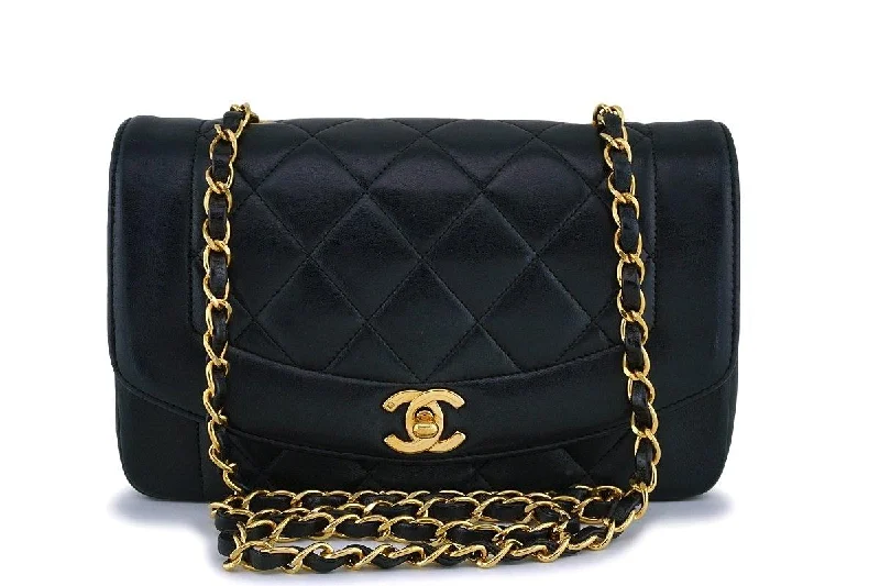 Chanel Black Vintage Lambskin Small Diana Classic Flap Bag 24k GHW