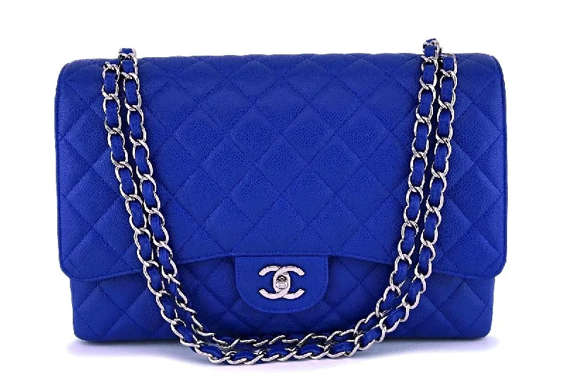 Chanel Blue Caviar Maxi "Jumbo XL" Classic Flap Bag SHW