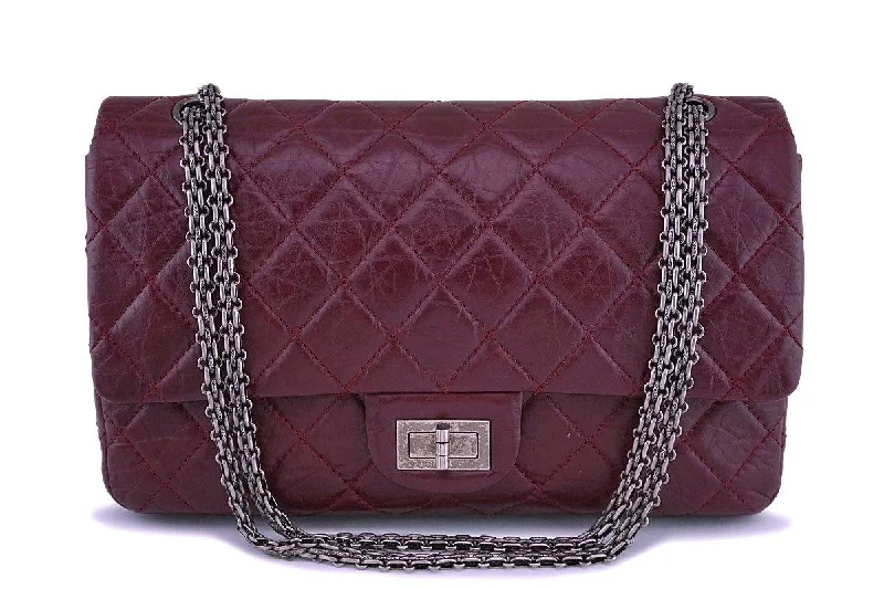 Chanel Burgundy Red 2.55 Classic Reissue 227 Large Jumbo Flap Bag RHW