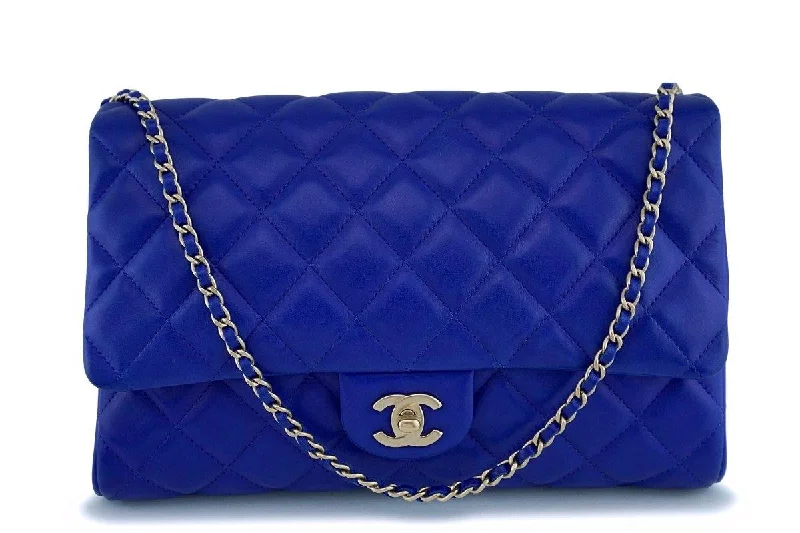 Chanel Electric Blue Roi Quilted Classic Clutch with Chain Flap Bag GHW