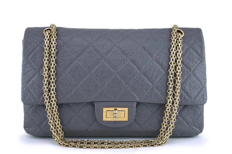 Chanel Gray Large 227 Classic 2.55 Reissue Flap Bag GHW