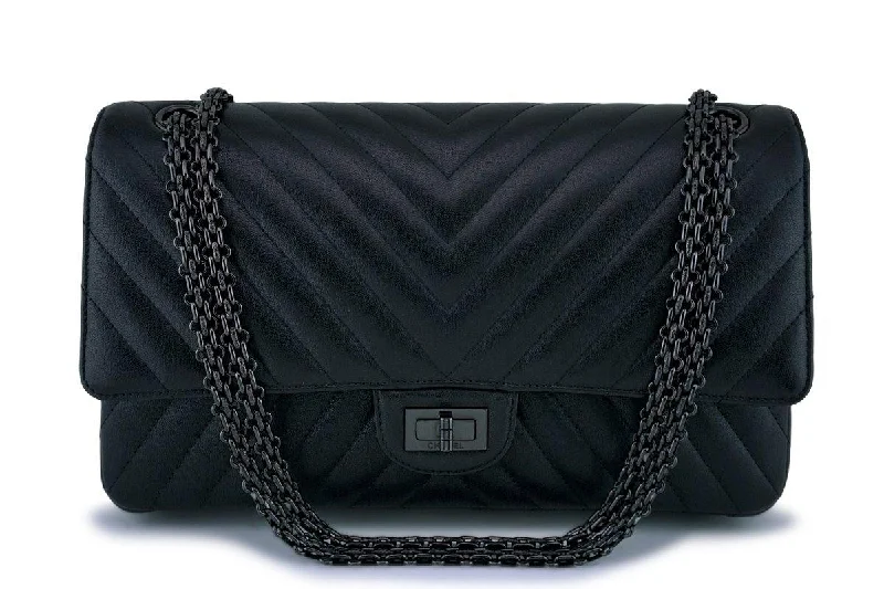 Chanel So Black Chevron Classic Reissue 226 Medium 2.55 Double Flap Bag