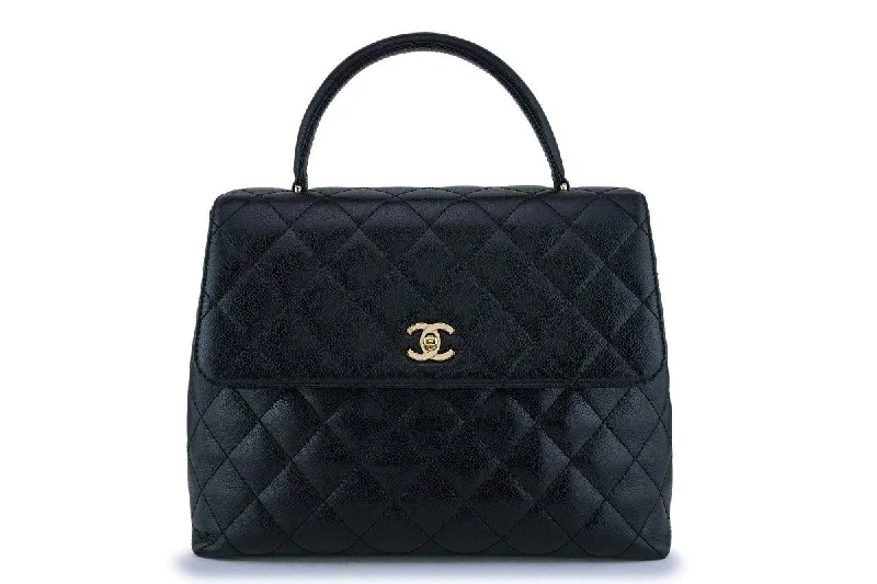 Chanel Vintage Black Caviar Classic Kelly Flap Bag 24k GHW