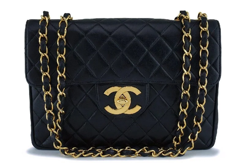 Chanel Vintage Black Jumbo Classic Flap Bag 24k GHW