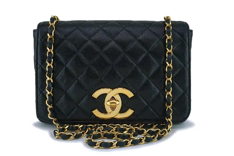 Chanel Vintage Black Lambskin Big CC Small Classic Flap Bag 24k GHW