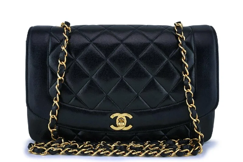 Chanel Vintage Black Medium Classic Diana Flap Bag 24k GHW