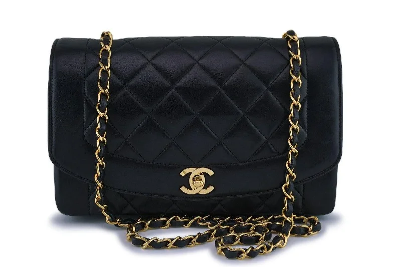 Chanel Vintage Black Medium Classic Diana Flap Bag 24k GHW