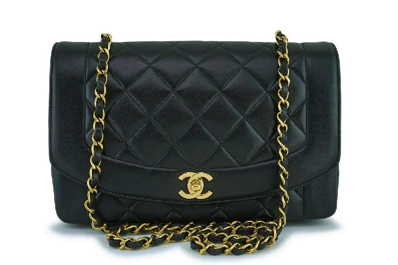 Chanel Vintage Black Medium Classic Diana Flap Bag 24k GHW