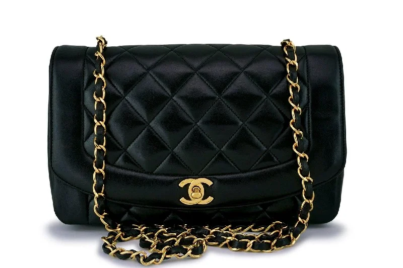 Chanel Vintage Black Medium Classic Diana Flap Bag 24k GHW