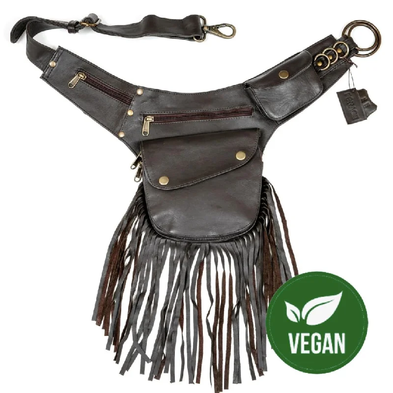 Vegan Leather Tassel Belt - Falcon Brown