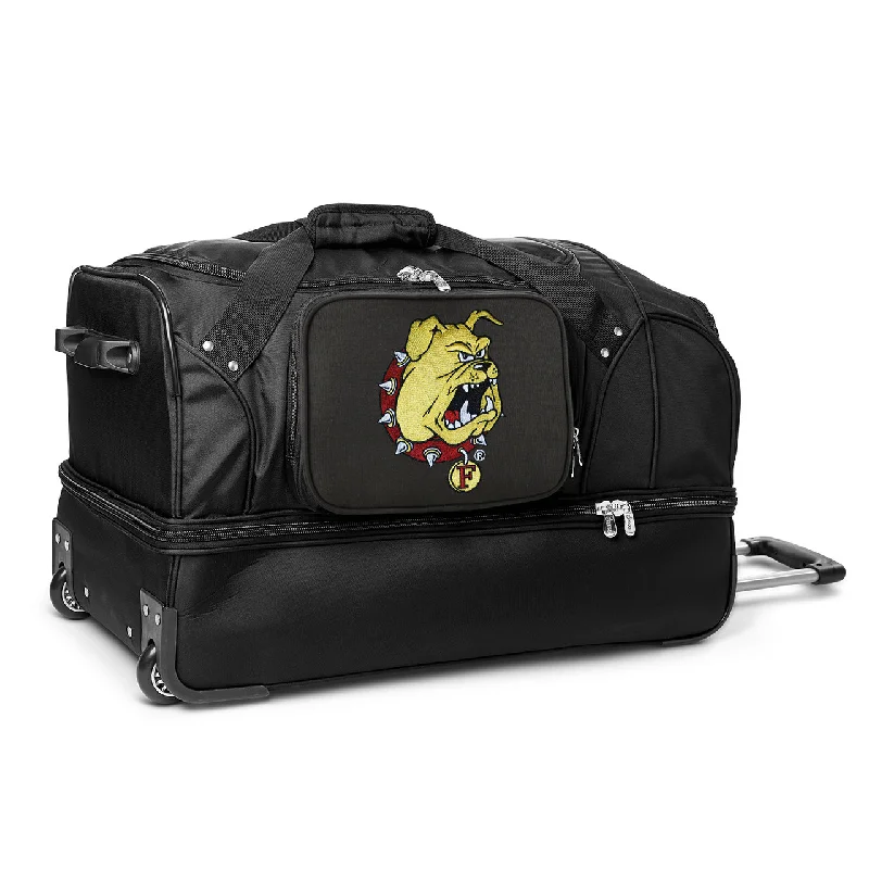 Ferris State Bulldogs 27" Black Rolling Drop Bottom Duffel