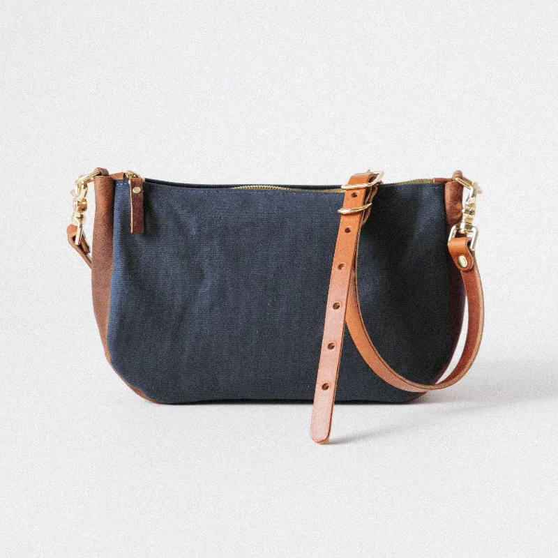 Vintage Style Deals Heather Blue Canvas Crossbody Bag Flash Sale On Handbags