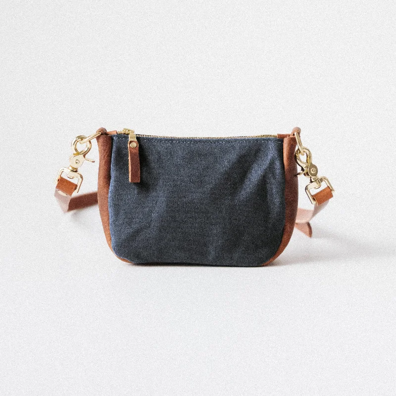 Romantic Fashion Discounts Heather Blue Canvas Mini Crossbody Stylish Totes, Special Discounts