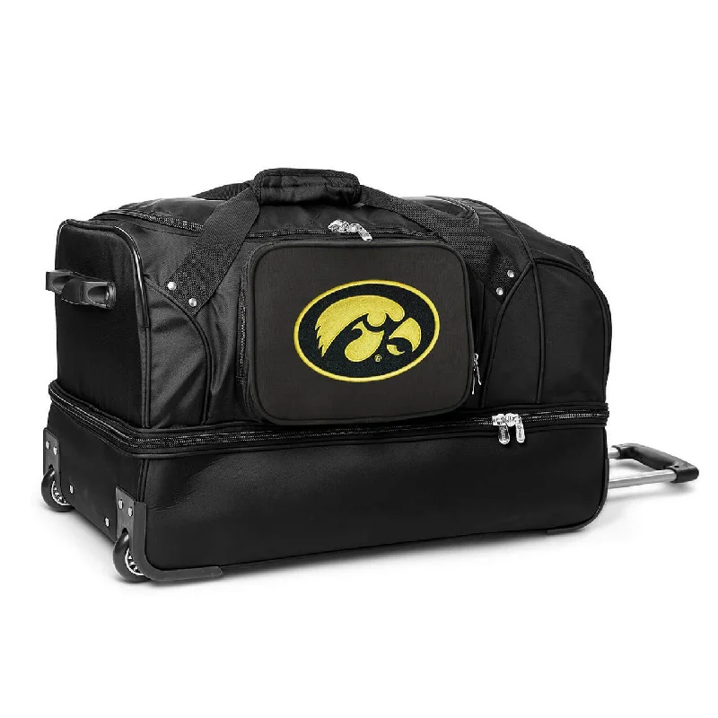 Iowa Hawkeyes 27" Black Rolling Drop Bottom Duffel