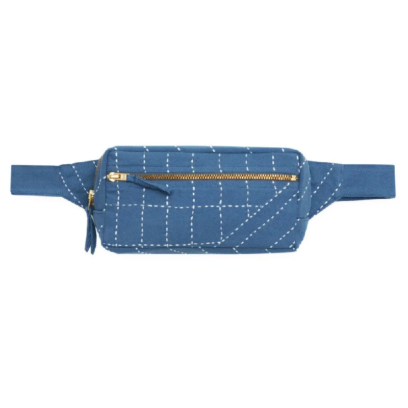 Kantha Crossbody Belt Bag - Cobalt