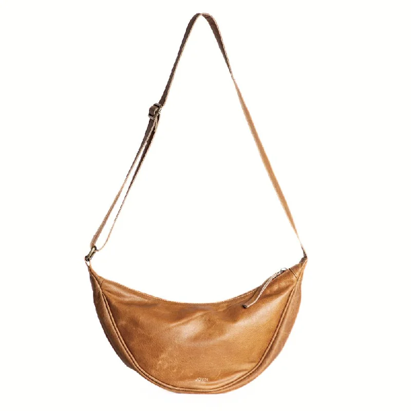 Moon Sling Leather Belt Bag - Camel