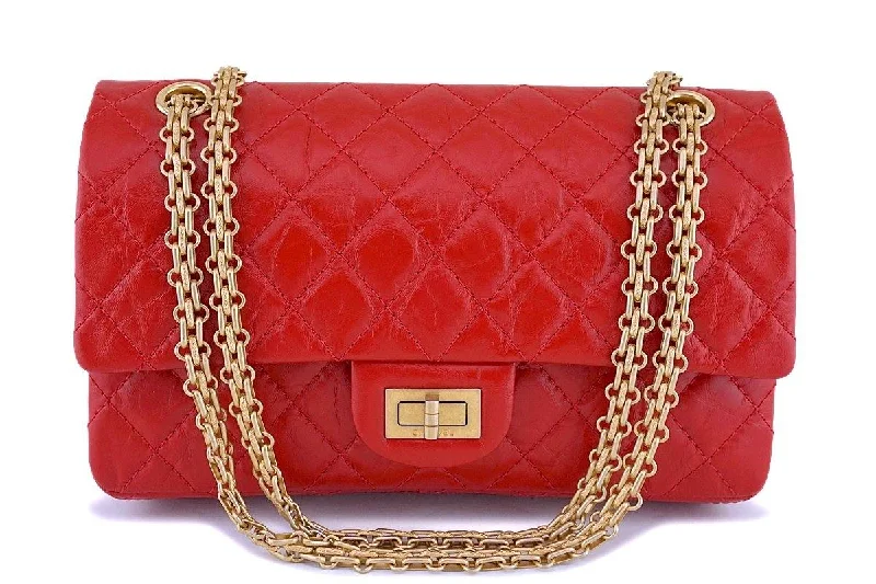 NIB 18K Chanel Red 2.55 Medium Small 225 Reissue Classic Double Flap Bag GHW