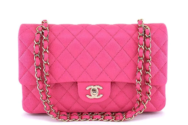 NIB 19C Chanel Pink Caviar Medium Classic Double Flap Bag GHW