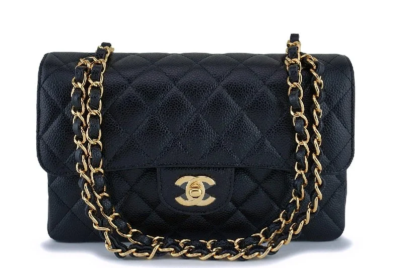 NIB Chanel Black Caviar Small Classic Double Flap Bag GHW