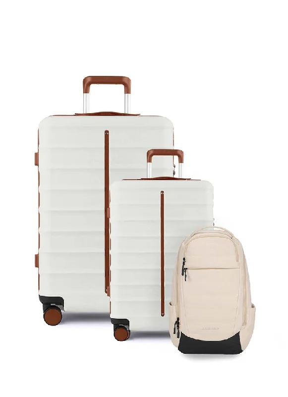 Odyssey Set of 2 & Float Backpack Combo | Sand White | Cabin+Large Hard Luggage & Backpack Stylish Handbags At Unbeatable Discounts