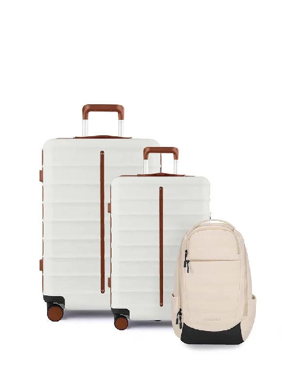 Odyssey Set of 2 & Float Backpack Combo | Sand White | Cabin+Medium Hard Luggage & Backpack The Handbag Sale You've Been Waiting For