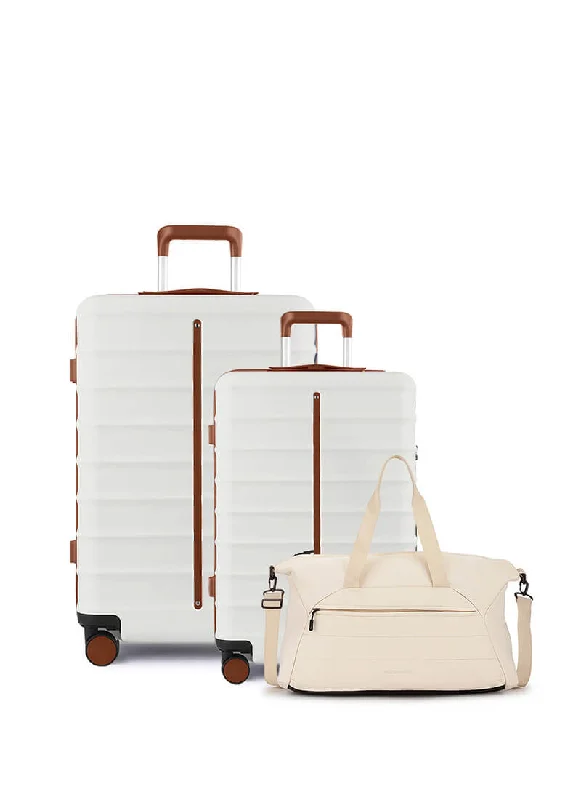 Odyssey Set of 2 & Float Duffle Combo | Sand White | Cabin+Medium Hard Luggage & Duffle Stylish Totes, Special Discounts