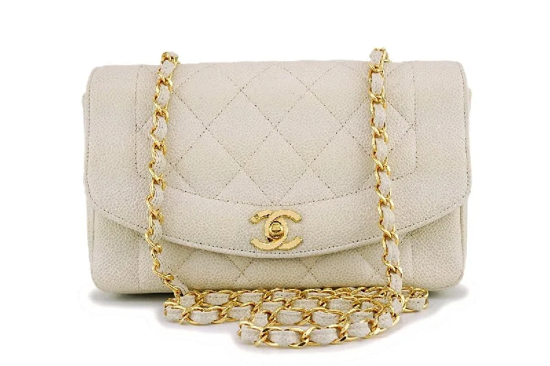 *rare* Chanel Beige Vintage Caviar Small Diana Classic Flap Bag 24k GHW