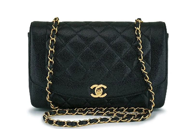 Rare Chanel Black Caviar Diana Medium Classic Shoulder Flap Bag 24k GHW