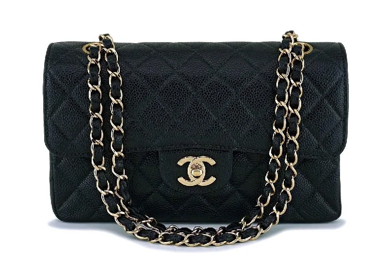 Rare Chanel Black Caviar Small Classic Double Flap Bag 24k GHW