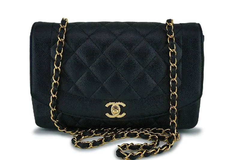 *rare* Chanel Vintage Black Caviar Classic Diana Flap Bag 24k GHW