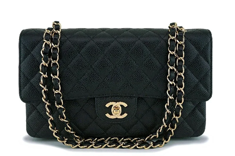 Rare Pristine Chanel Black Caviar Medium Classic Double Flap Bag 24k GHW