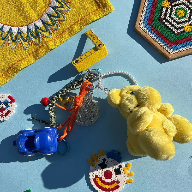 Clowncore yellow plushie bag charm