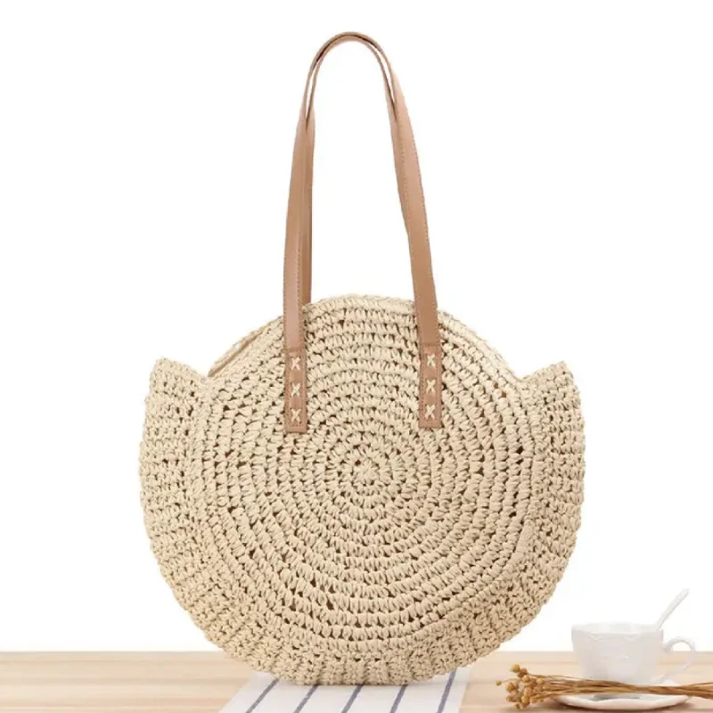 Round Straw Beach Bag