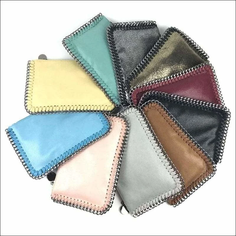 Womens Faux Leather Top Zip Clutches